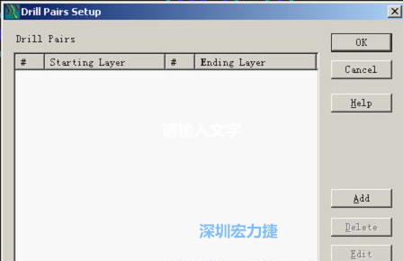 如果是盲孔或埋孔板，則還須點擊菜單Setup→Drill Partis調出鉆孔對設置窗口，看有無按孔的屬性設置好鉆孔層，如無則須作相應的添加或調整。