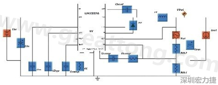 參考圖1的電流通路：把FET在導(dǎo)通狀態(tài)下流經(jīng)的通路標(biāo)記為紅色；把FET在關(guān)斷狀態(tài)下的迴路標(biāo)記為綠色。