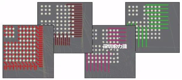 扇出及逃逸時(shí)布線是根據(jù)適用的設(shè)計(jì)規(guī)則來進(jìn)行的。